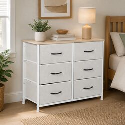 Storage Cabinet Tower Chest Drawers Organiser Unit Beige Bedroom Furniture