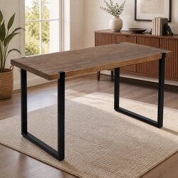 Dining Table Industrial Solid Pine Wood Spacious Kitchen Home Office Desk Sturdy