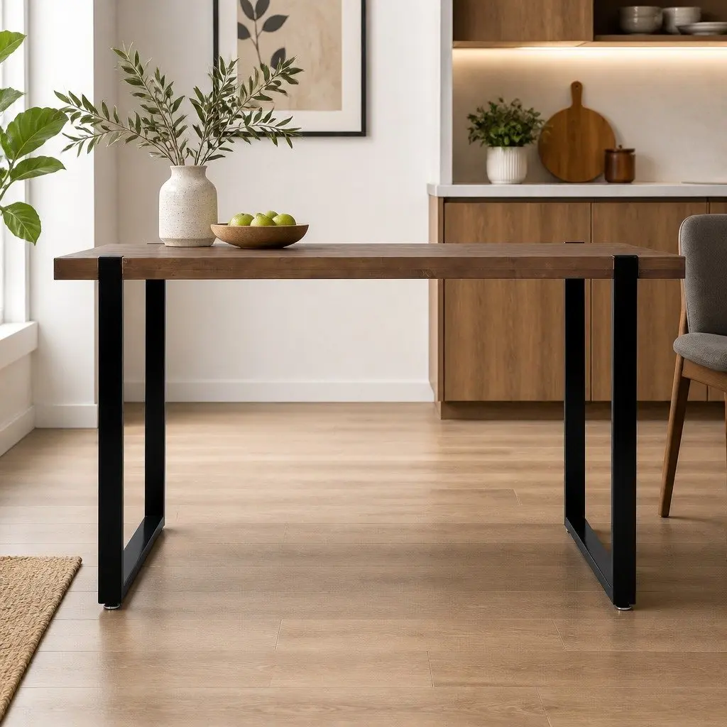 Dining Table Industrial Solid Pine Wood Spacious Kitchen Home Office Desk Sturdy