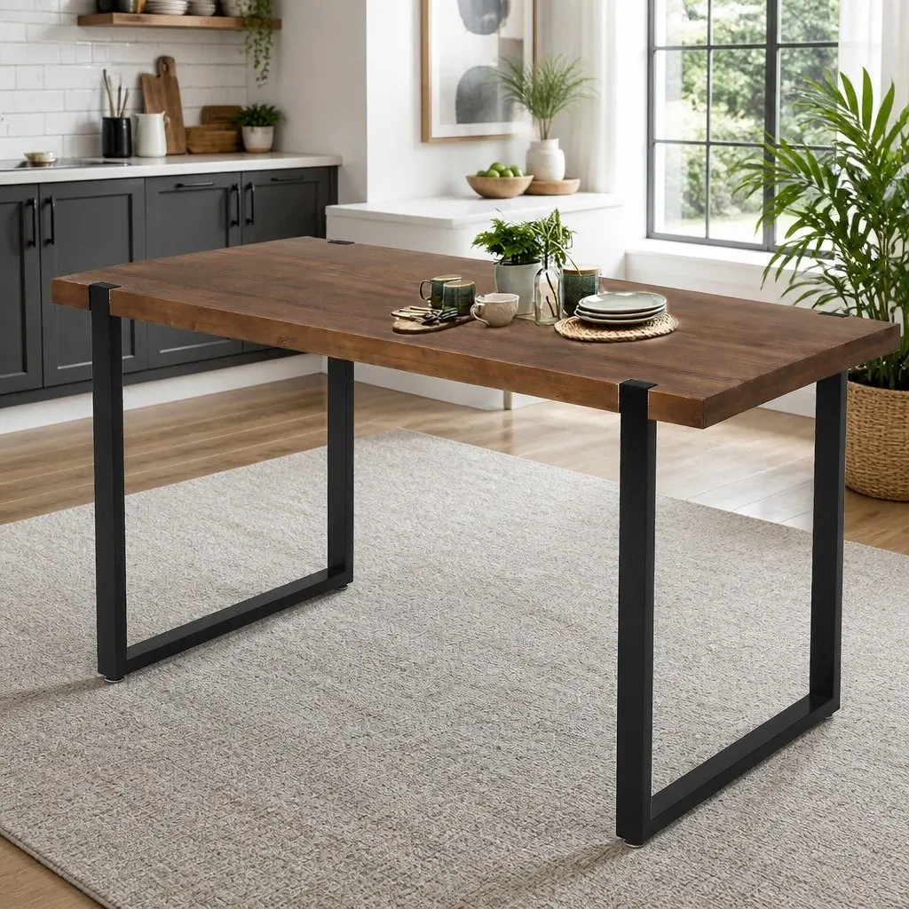 Dining Table Industrial Solid Pine Wood Spacious Kitchen Home Office Desk Sturdy