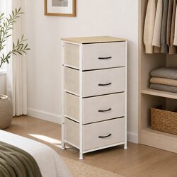 Storage Cabinet Tower Chest of Drawers Bedroom Organiser Unit Beige 4 Drawer