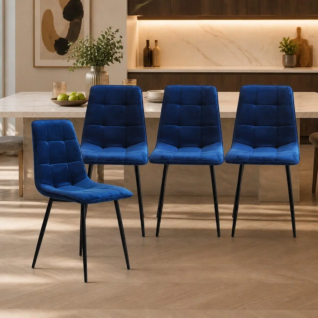 Set of 4 Velvet Dining Chairs