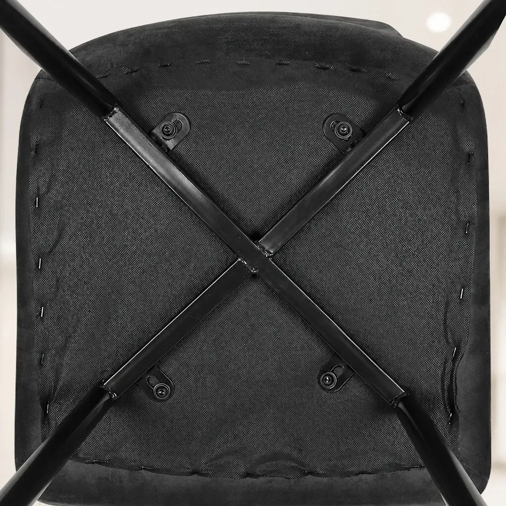 Dining Chairs Velvet Grey Set of 4 High Density Foam Cushion Steel Legs