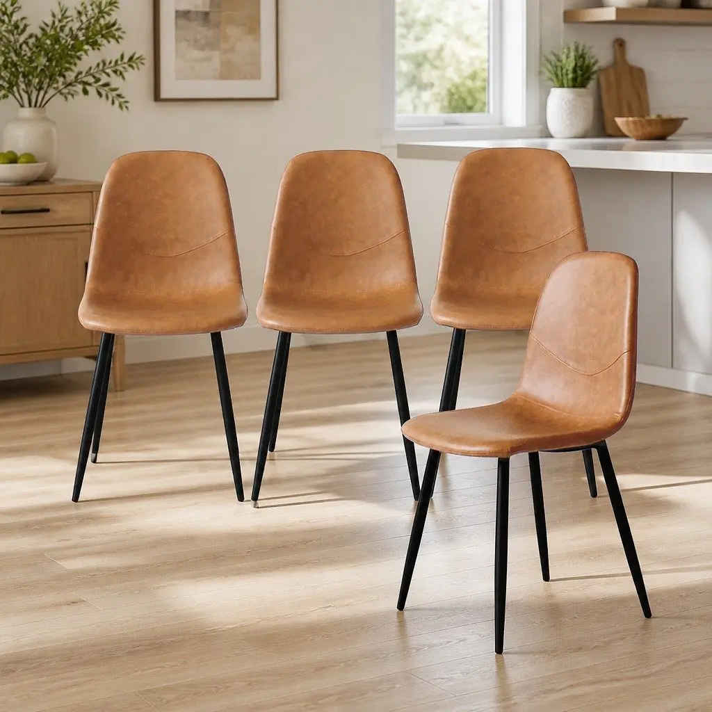 Dining Chairs Set of 8 Kitchen Lounge Eames Style Padded Seat Backrest Café