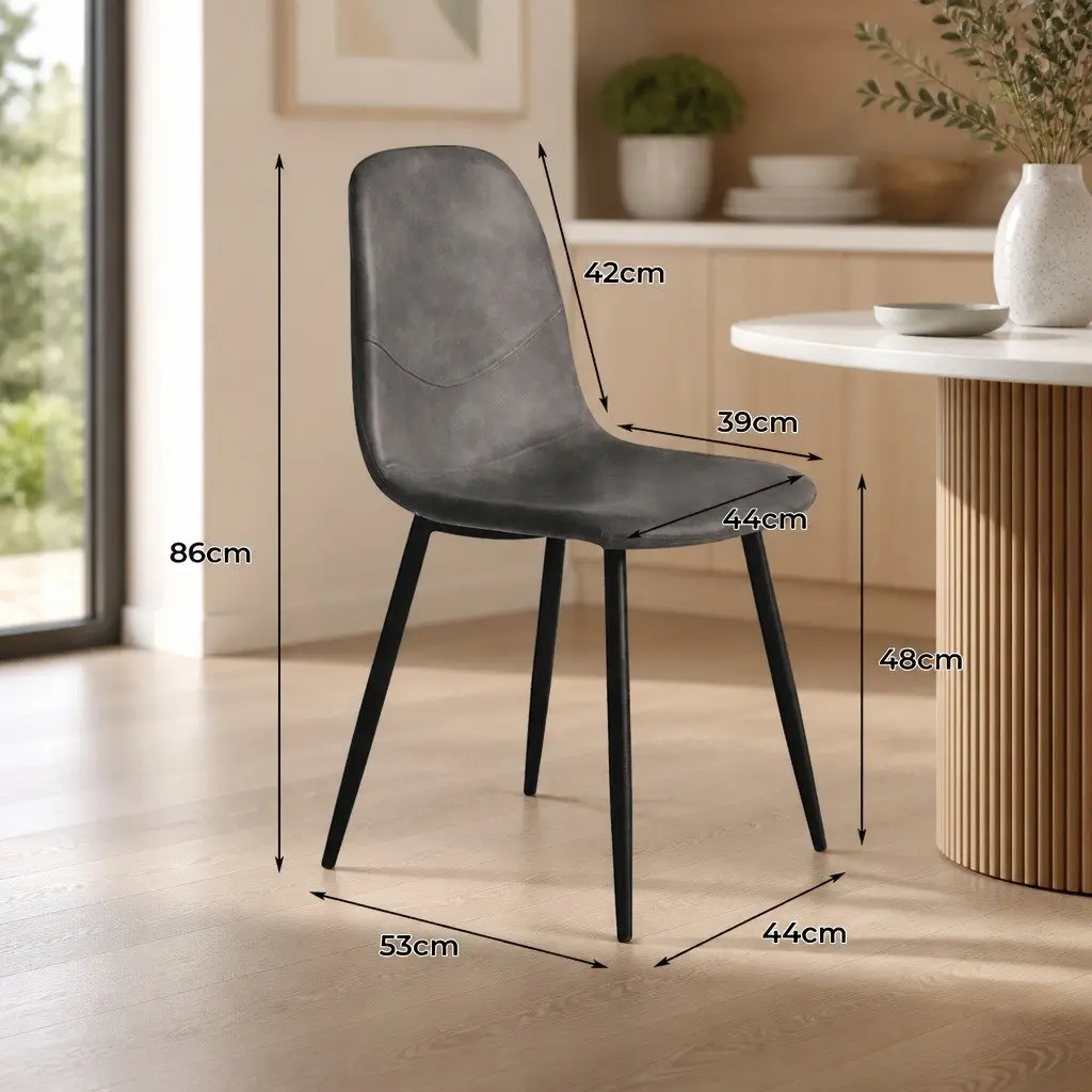 Dining Chairs Upholstered Padded Backrest Steel Frame Set of 8