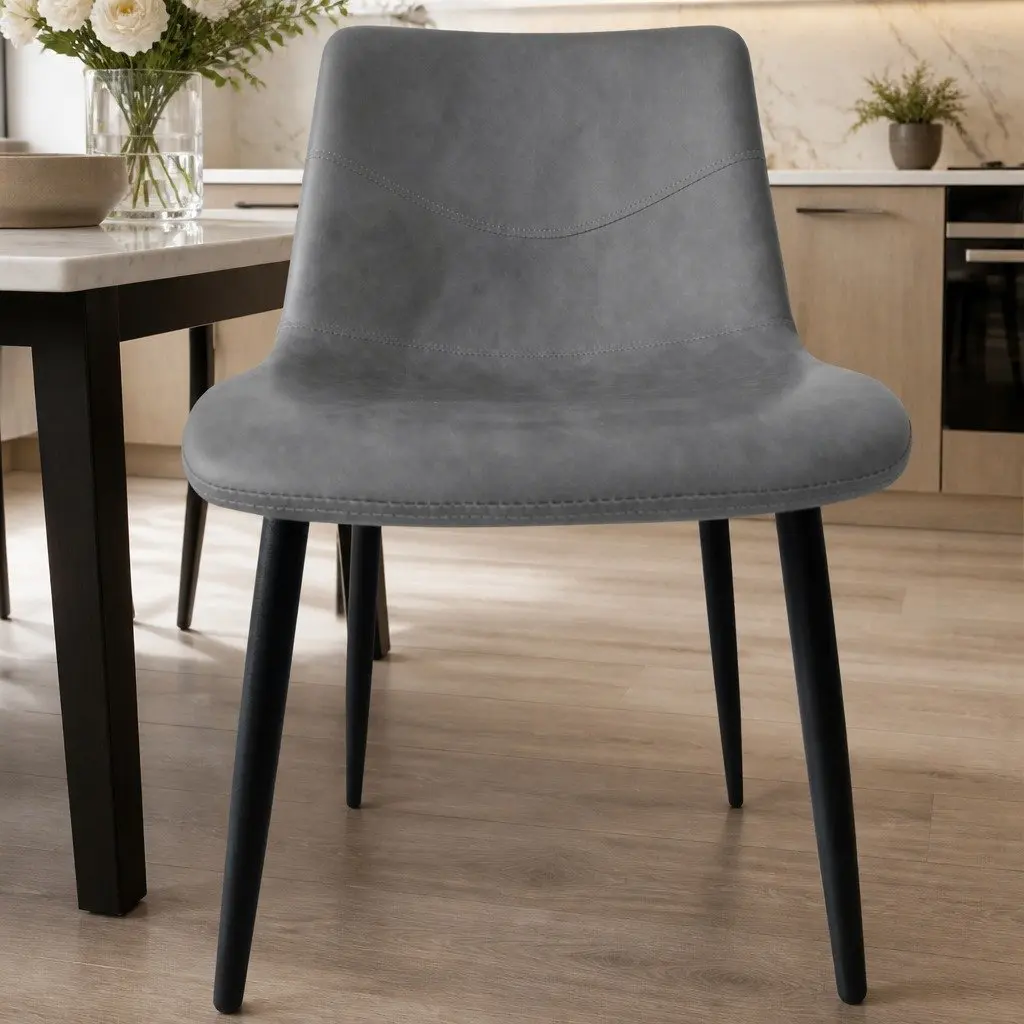 Dining Chairs Upholstered Padded Backrest Steel Frame Set of 8