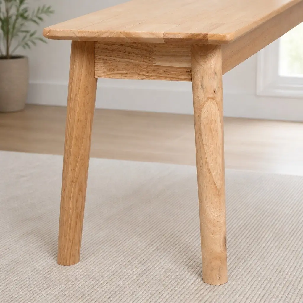 Wooden Dining Bench Natural Rubberwood Frame 120cm
