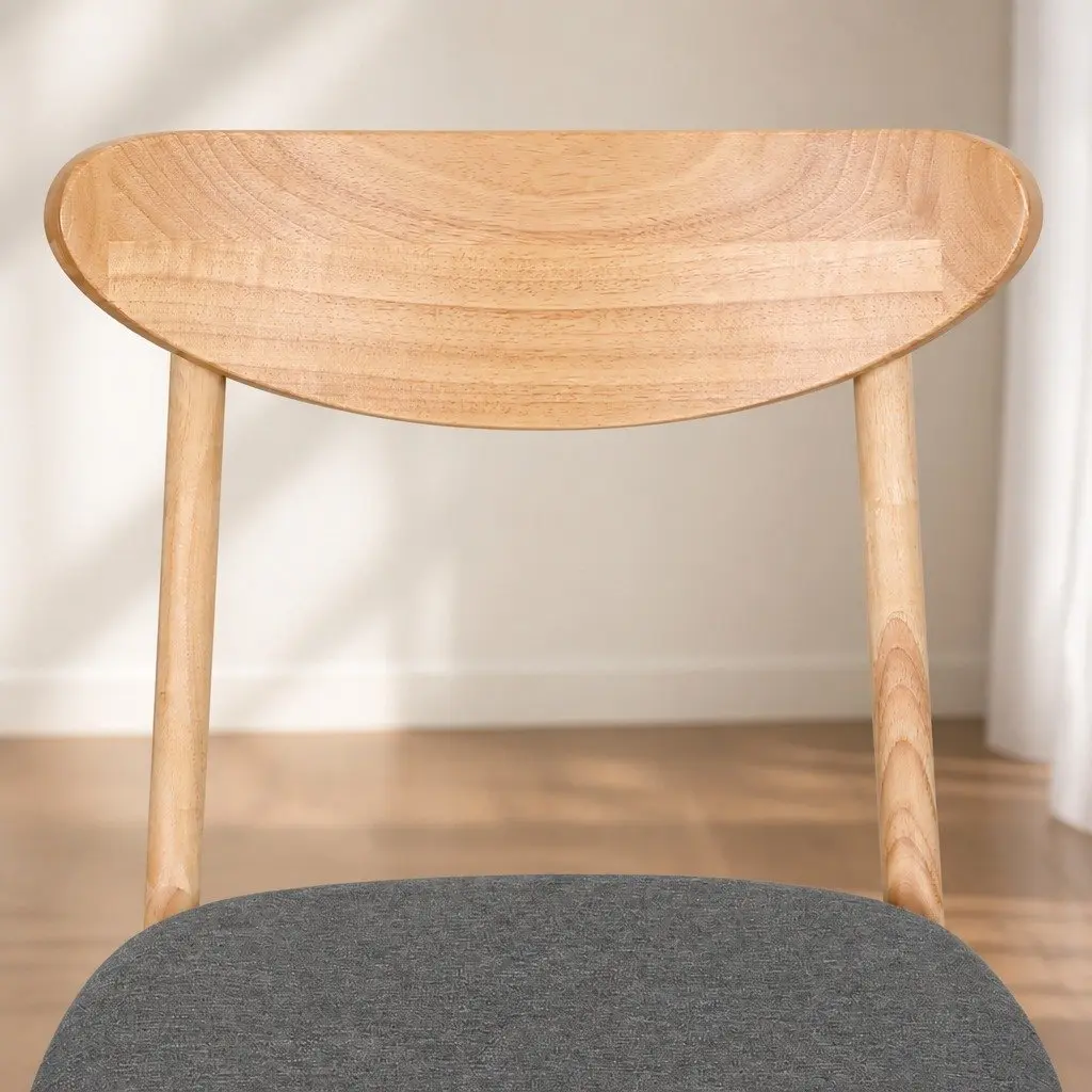 Dining Chairs Set of 4 Kitchen Seat Natural Wood Frame Linen Fabric Cushion