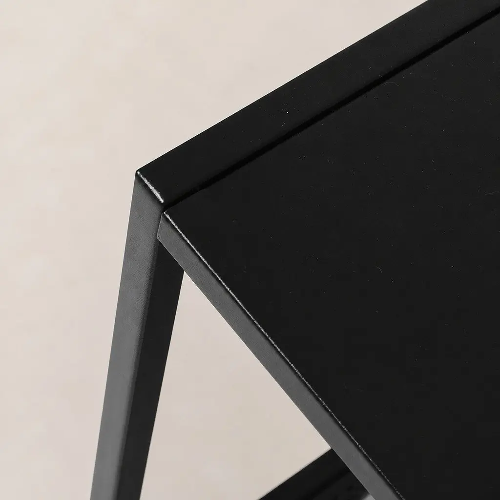 Black Steel Side Table Open Shelves 50.8cm