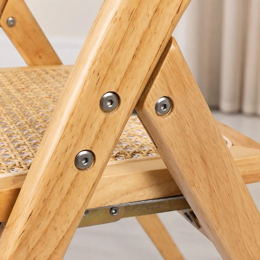 Dining Chairs Foldable Natural Wooden 49cm L x 61cm W x 77cm H Set of 2