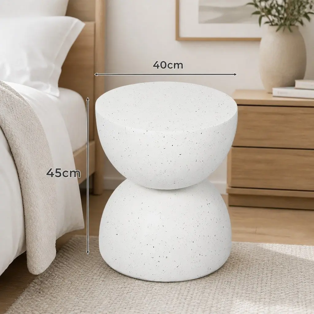 Side Table Round Terrazzo Hourglass Stool 150kg Capacity No Assembly Home