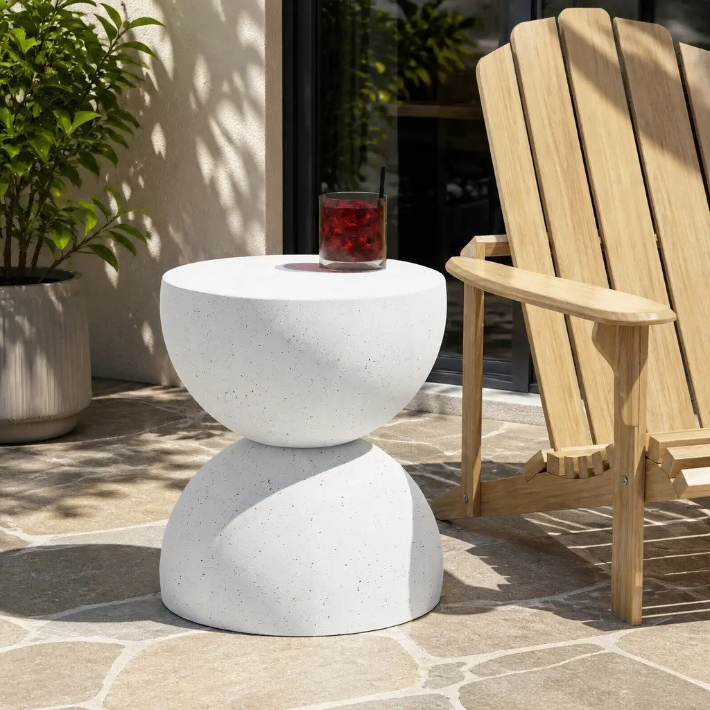 Side Table Round Terrazzo Hourglass Stool 150kg Capacity No Assembly Home