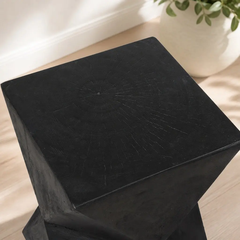 Geometric Side Table Terrazzo Magnesium Cement 31cm W x 31cm D x 45cm H Nightstand Accent Stool