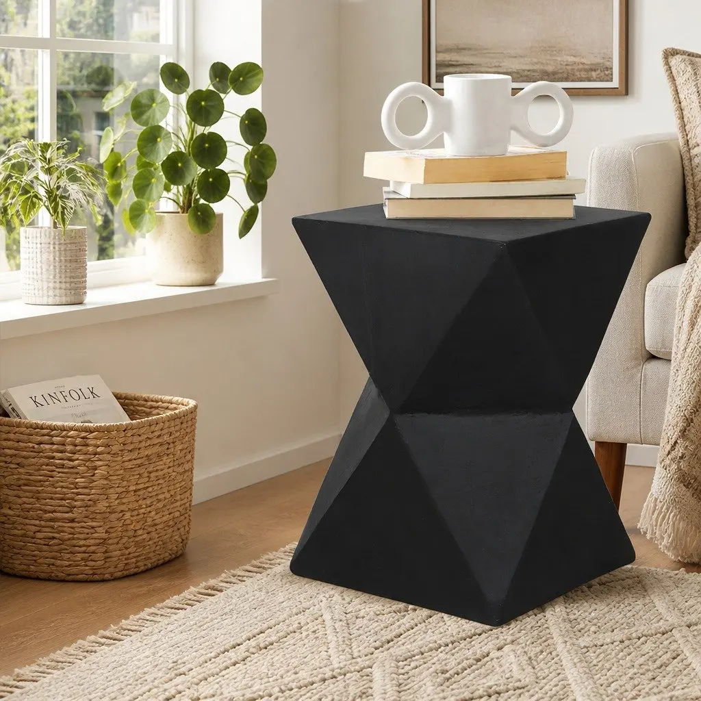 Geometric Side Table Terrazzo Magnesium Cement 31cm W x 31cm D x 45cm H Nightstand Accent Stool