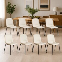 Stackable Dining Chairs Set of 8 Kitchen Lounge Beige Seating Space-Saving