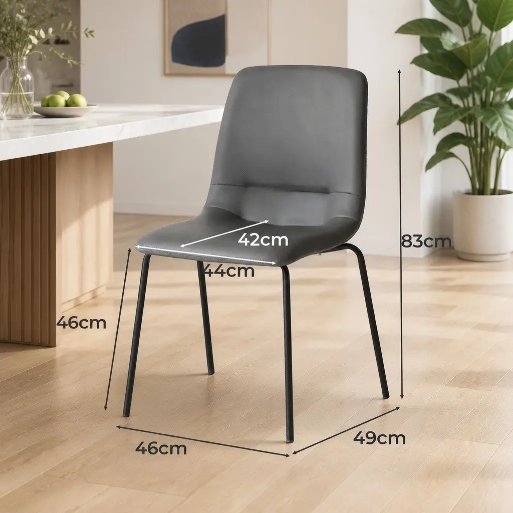 Set of 8 Dark Grey Stackable Dining Chairs with Steel Frame