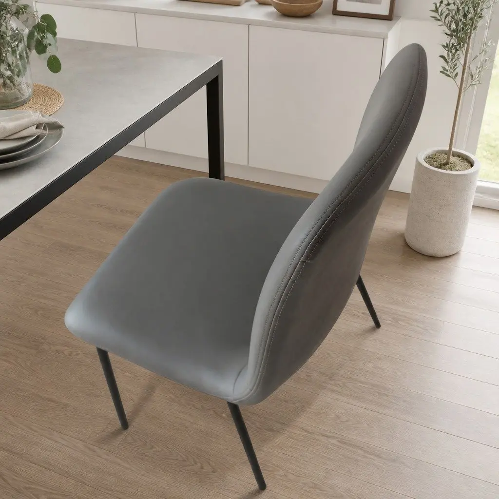 Set of 8 Dark Grey Stackable Dining Chairs with Steel Frame