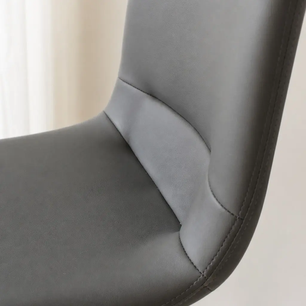 Stackable Dining Chair Grey PU Leather Steel Frame High-Density Foam