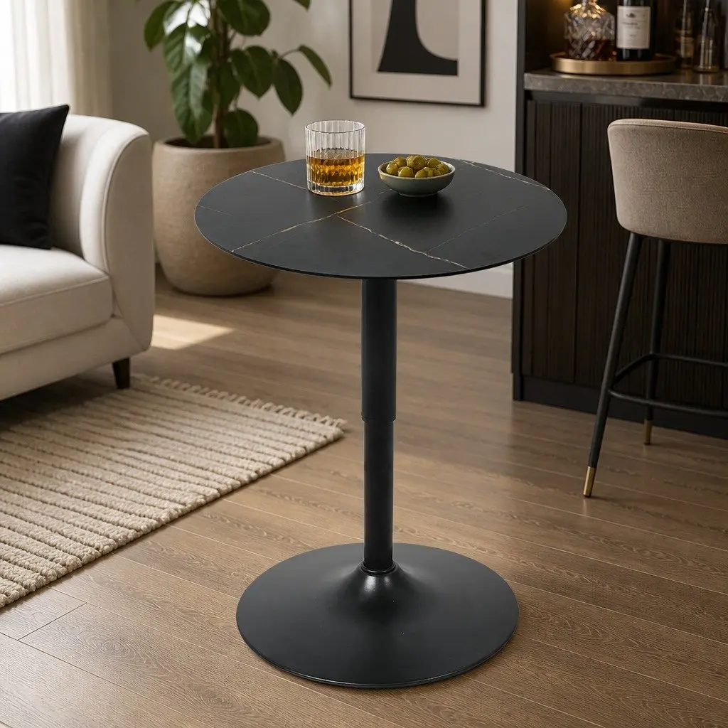 Bar Table Swivel Gas Lift Adjustable Height Counter Stool Desk Black Indoor