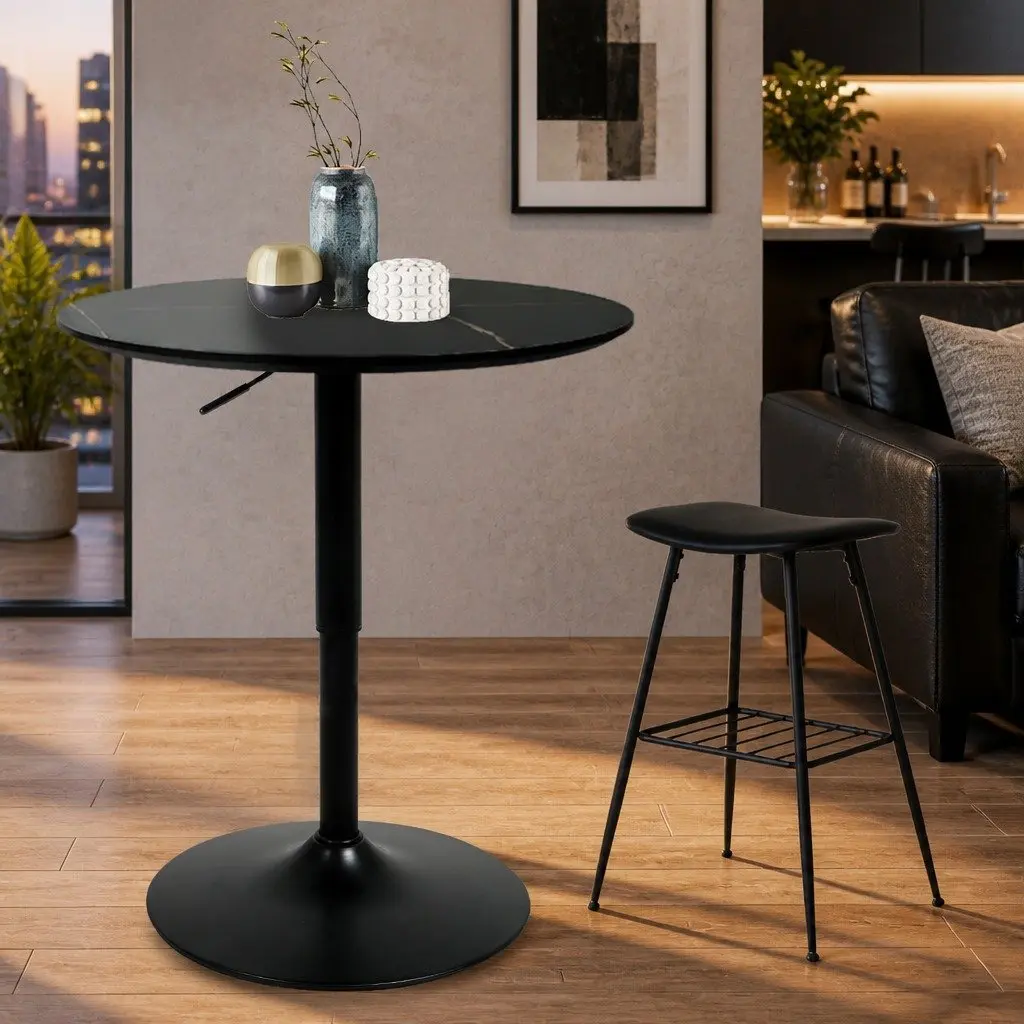 Bar Table Swivel Gas Lift Adjustable Height Counter Stool Desk Black Indoor