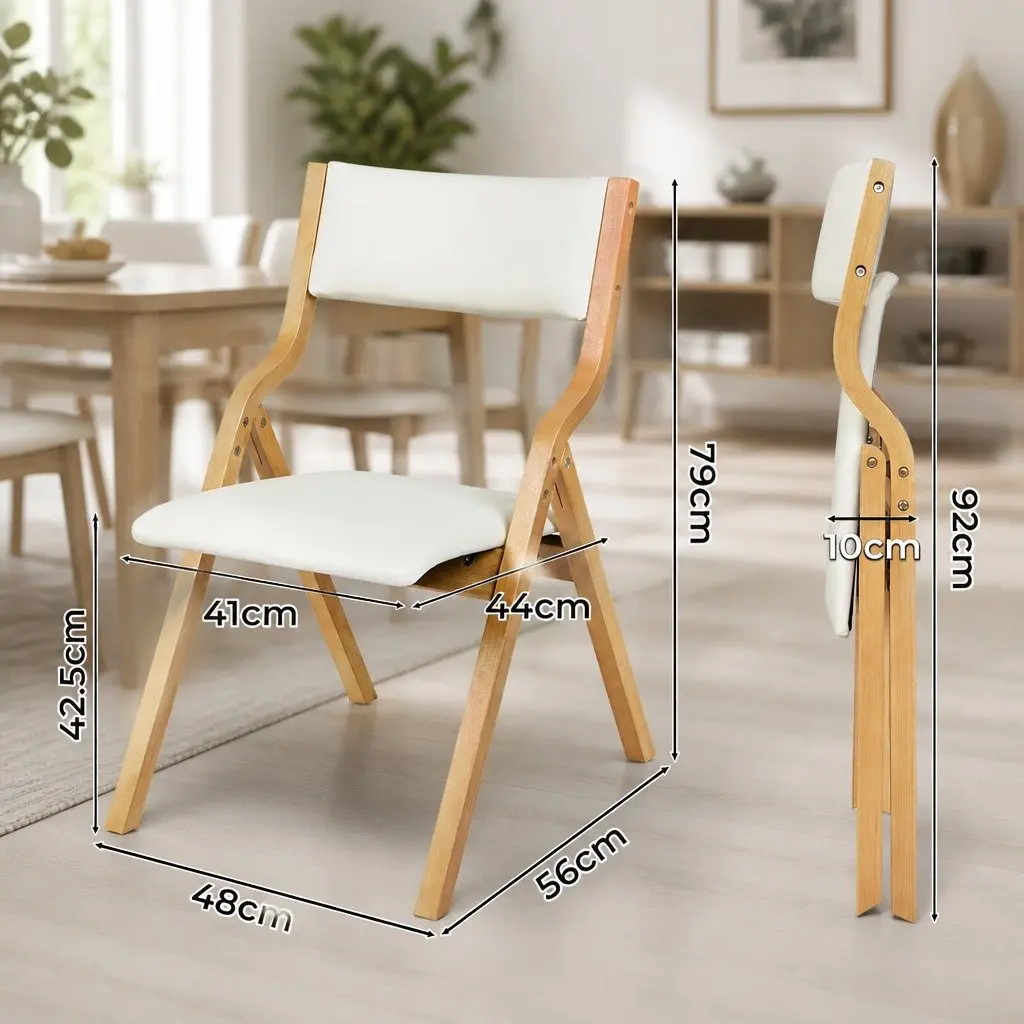 Set of 6 Folding Dining Chairs in Beige