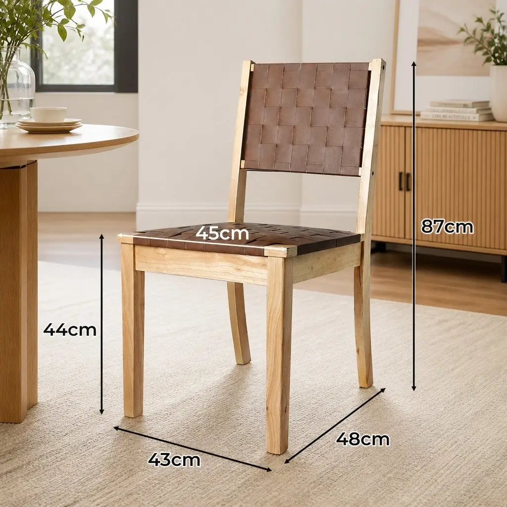 Dining Chairs Set of 4 Beech Wood PU Leather Seat Tan