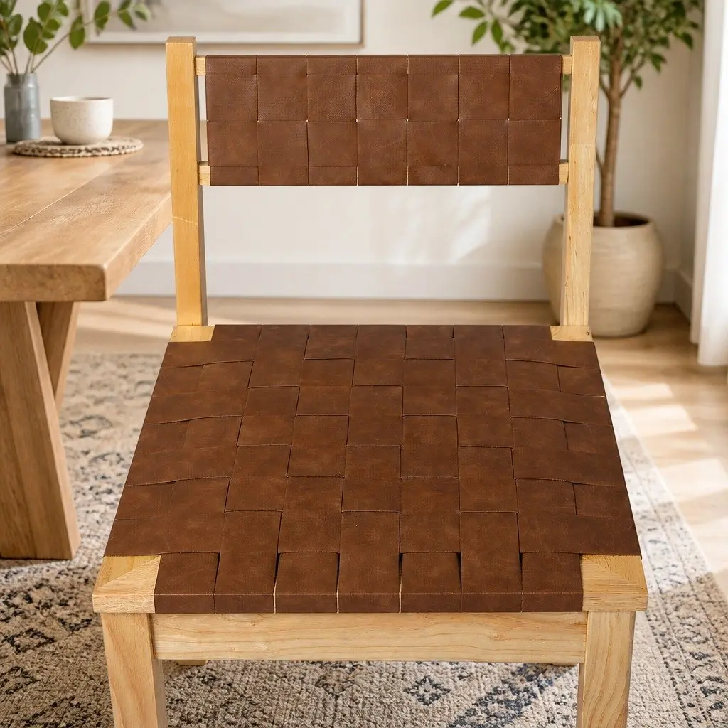 Dining Chairs Set of 4 Beech Wood PU Leather Seat Tan