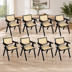 Elegant Black Wicker Armchair Set of 8 for Any Room