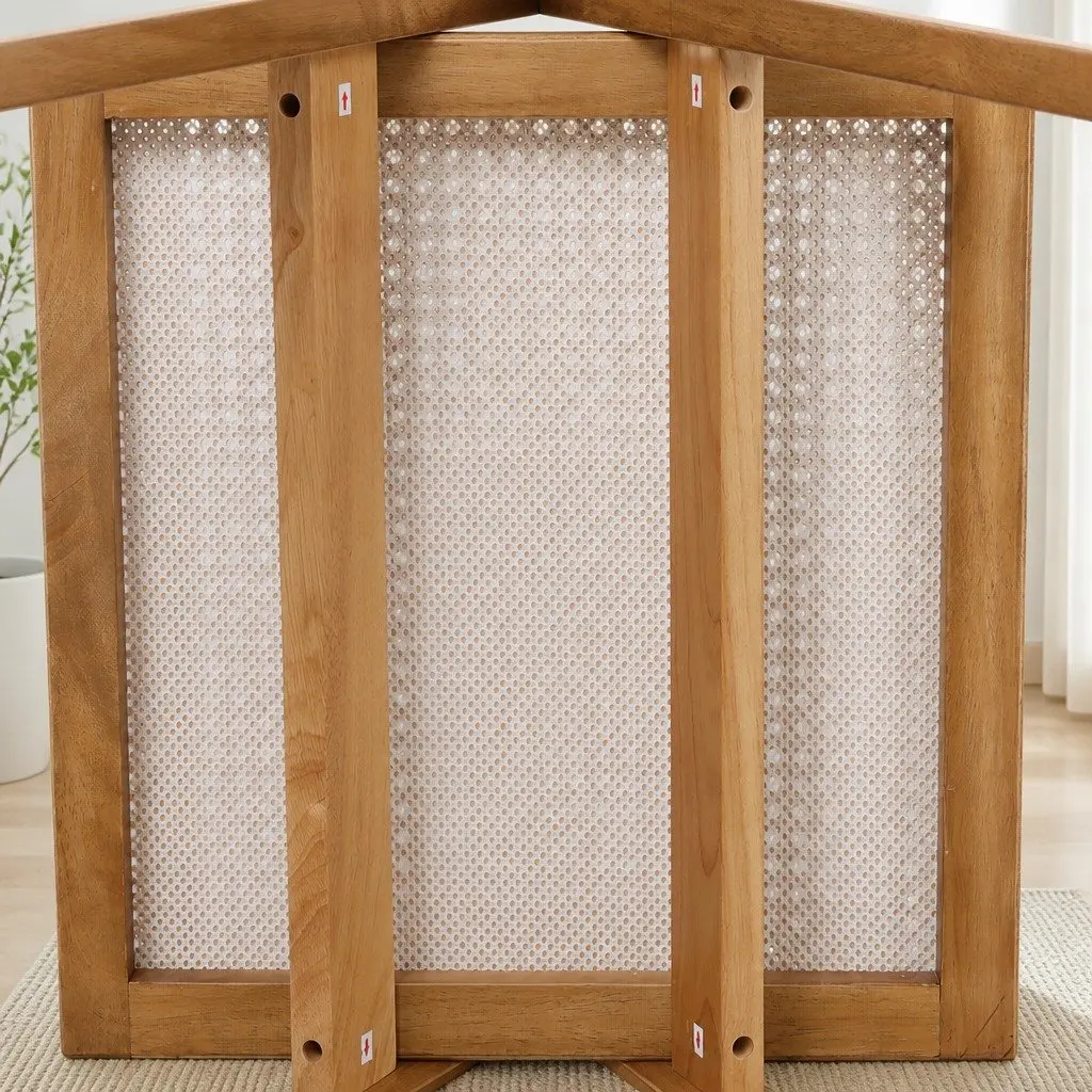 Dining Chair Solid Rubber Wood Rattan Weave Natural Seat Cushion 45cm Height