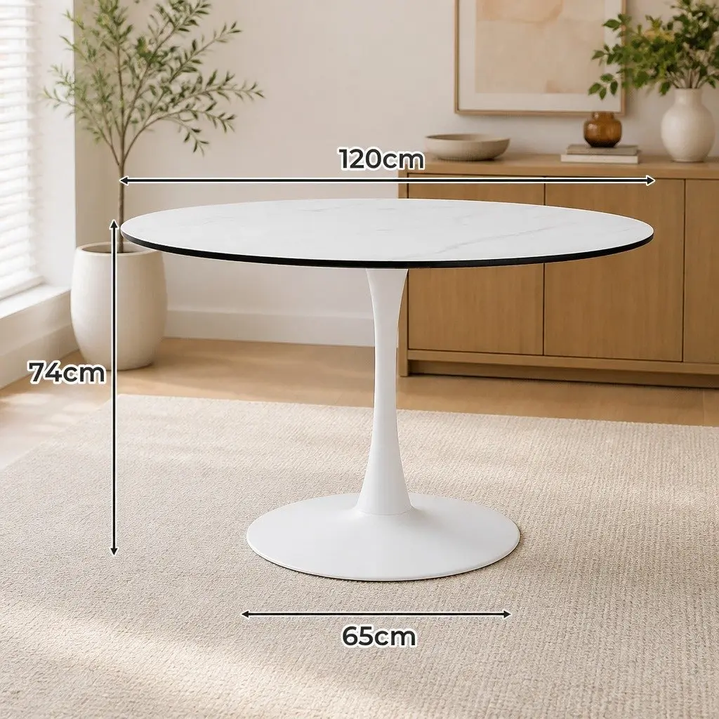 Dining Table Round Lacquered Wooden Top 120cm