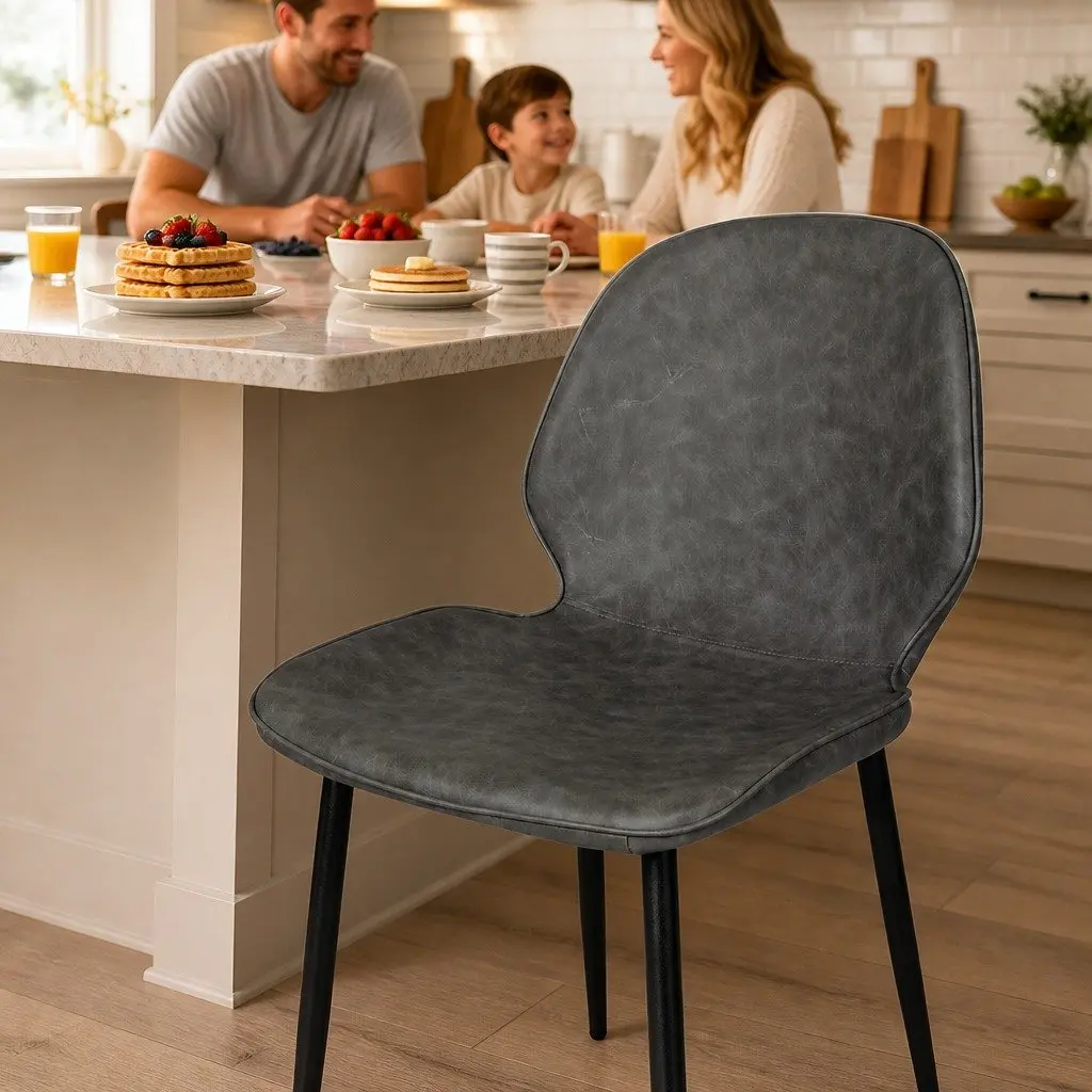 Bar Stools Counter Height Grey Seat Kitchen Island Dining Chair Set 2