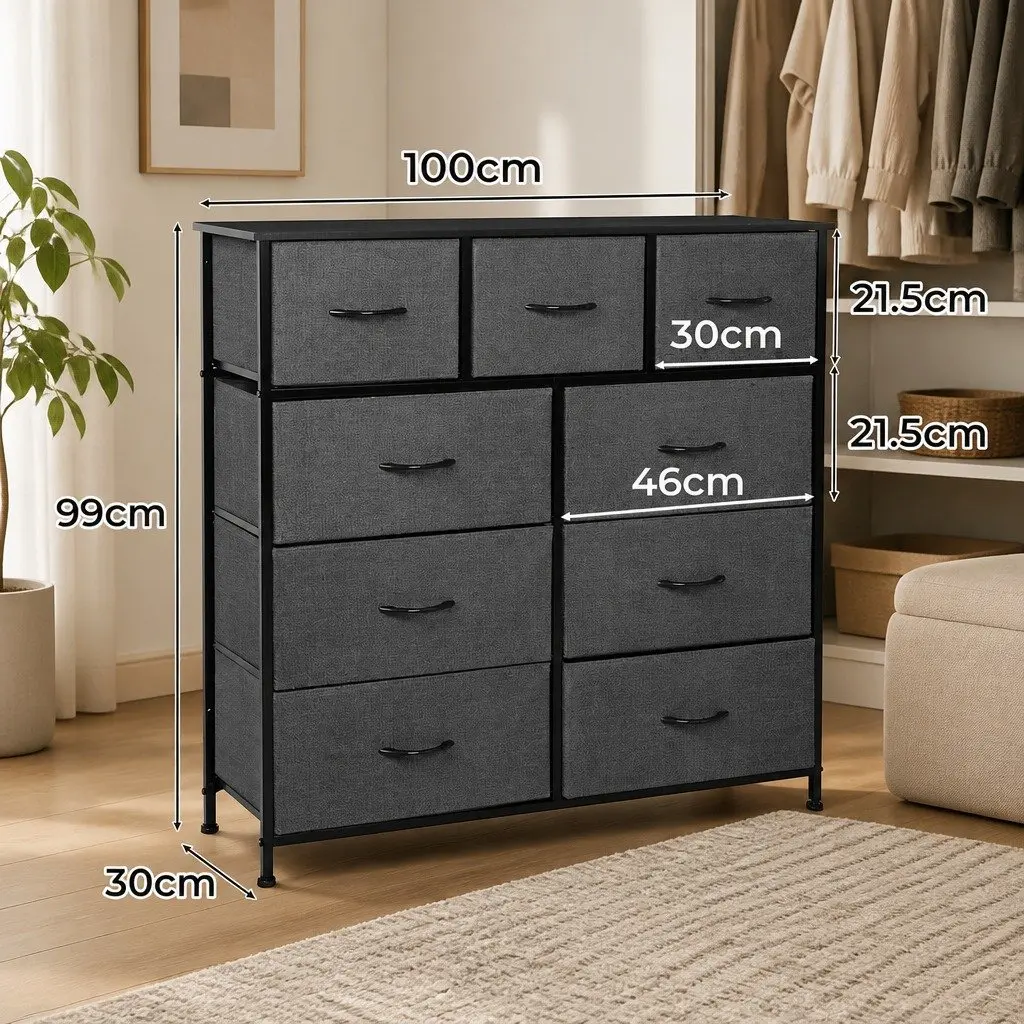 Chest of Drawers Storage Cabinet 9 Drawer Tallboy Dresser Organiser Unit
