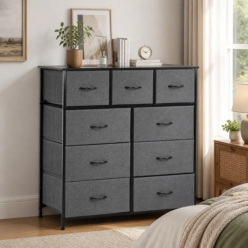 Chest of Drawers Storage Cabinet 9 Drawer Tallboy Dresser Organiser Unit