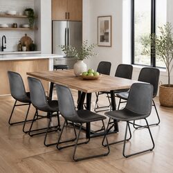 Dining Chairs Set of 6 Retro Kitchen Seat Faux Leather Moulded Ergonomic