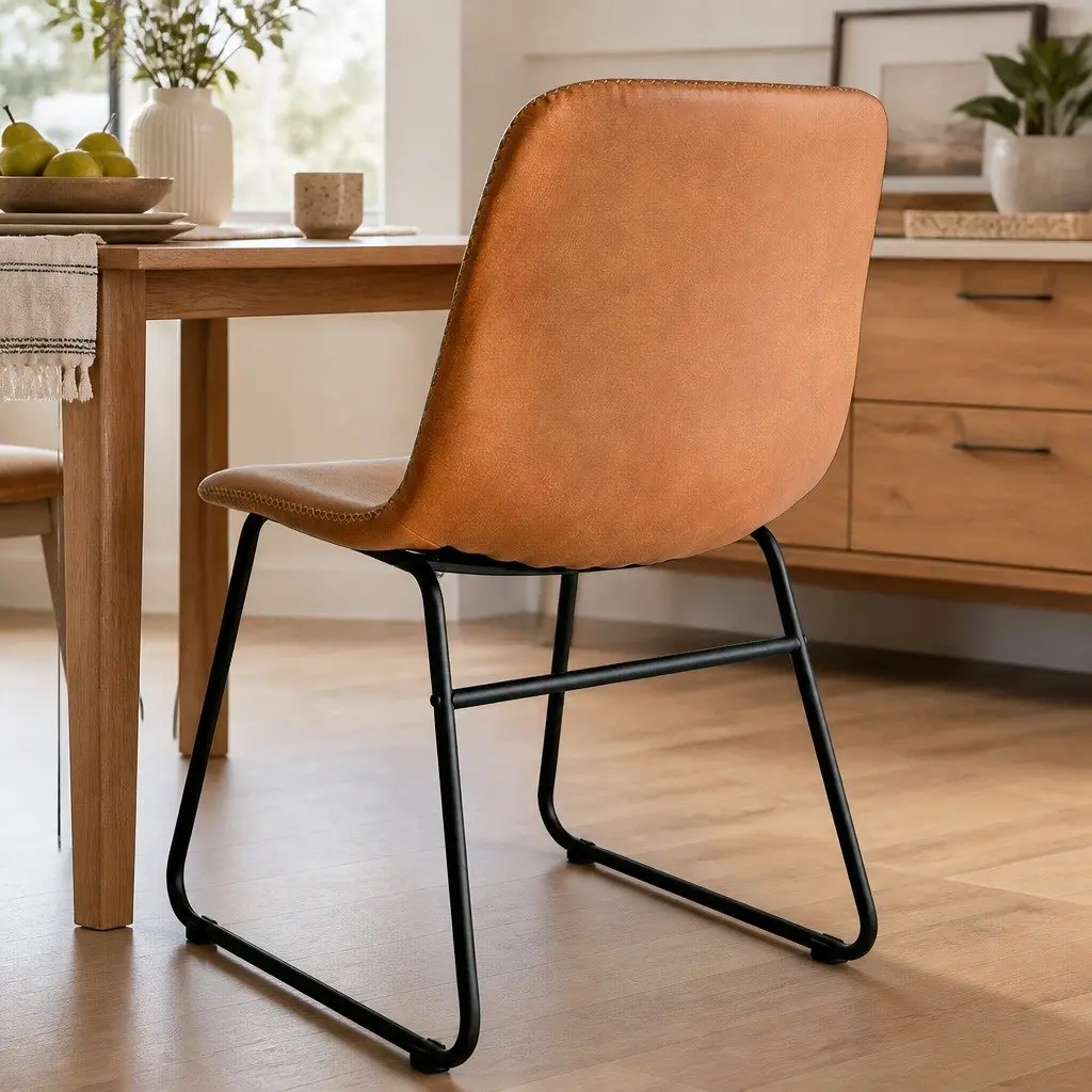 Dining Chair Set of 4 Kitchen Chairs with Padded Seat Back Steel Legs