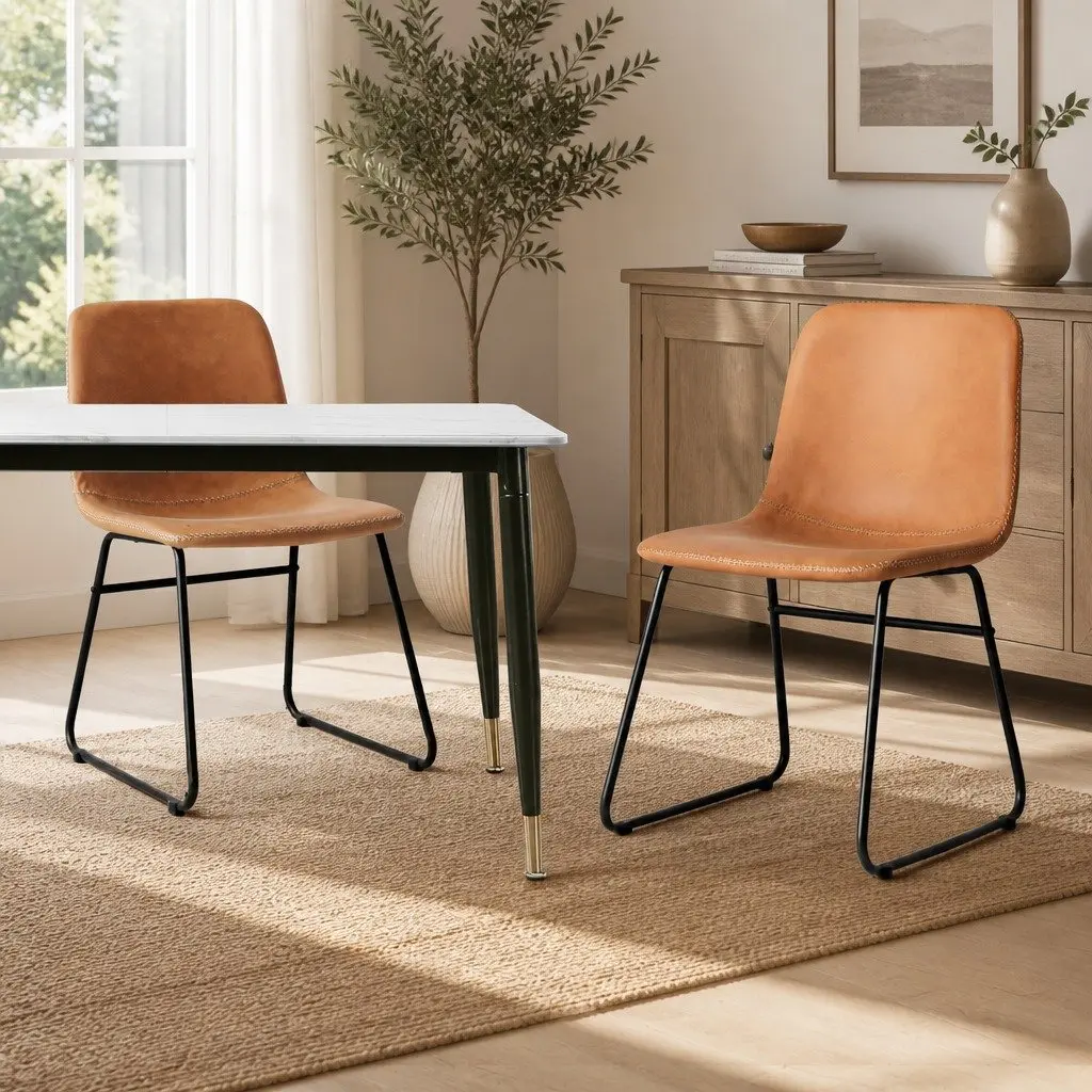 Dining Chair Set of 4 Kitchen Chairs with Padded Seat Back Steel Legs