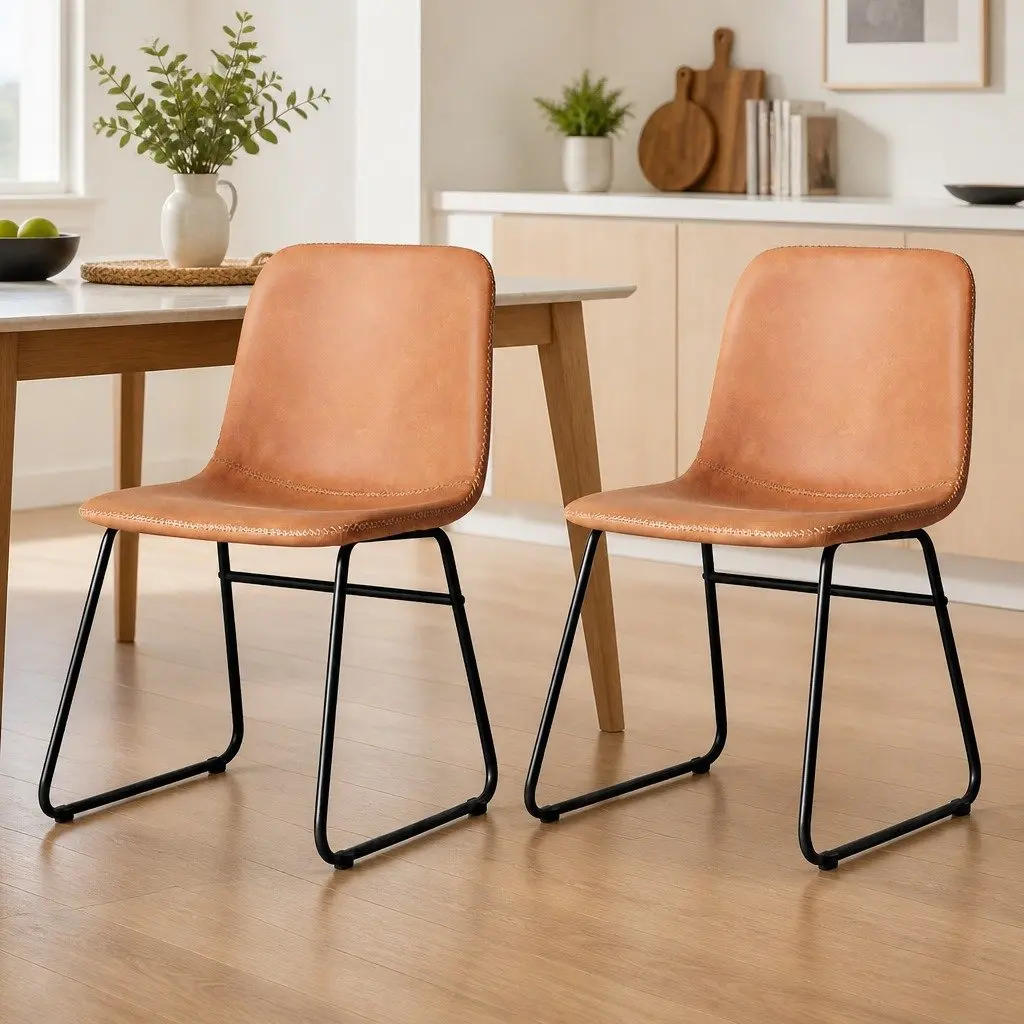 Dining Chair Set of 4 Kitchen Chairs with Padded Seat Back Steel Legs