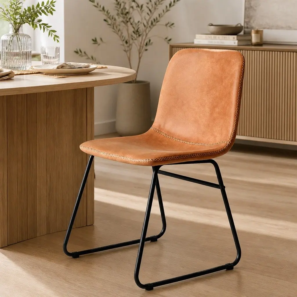 Dining Chairs Set of 6 Kitchen Seating PU Leather Upholstered Ergonomic Design