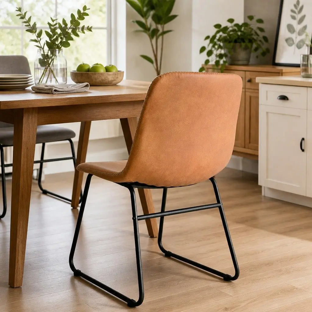 Dining Chairs Set of 6 Kitchen Seating PU Leather Upholstered Ergonomic Design