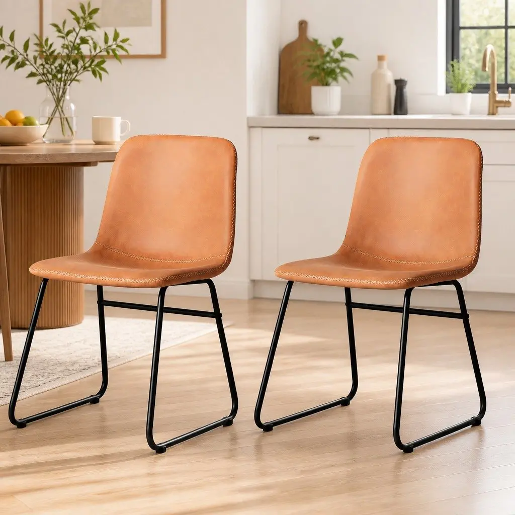 Dining Chairs Set of 6 Kitchen Seating PU Leather Upholstered Ergonomic Design