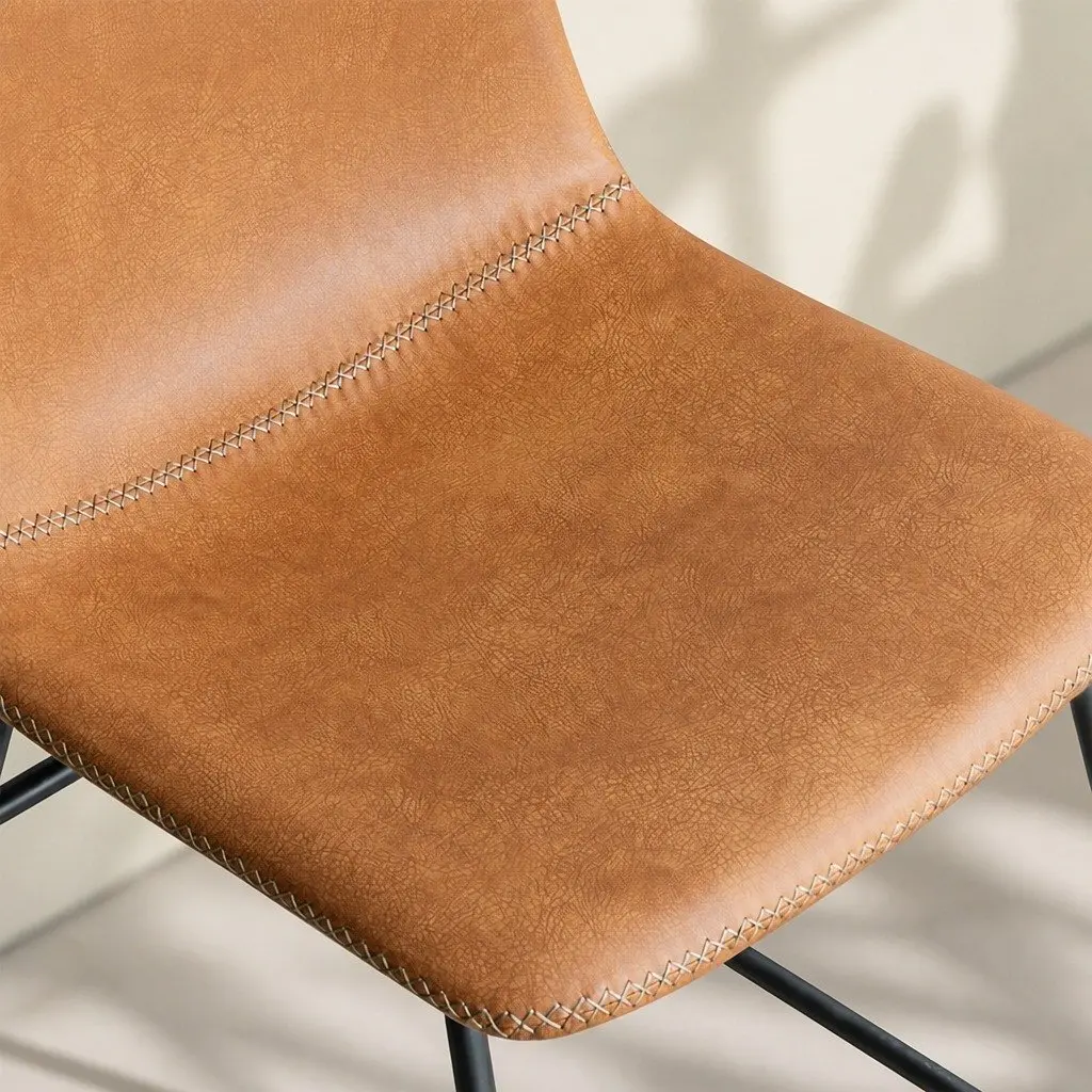Dining Chairs Retro Style Faux Leather Brown Set of 2