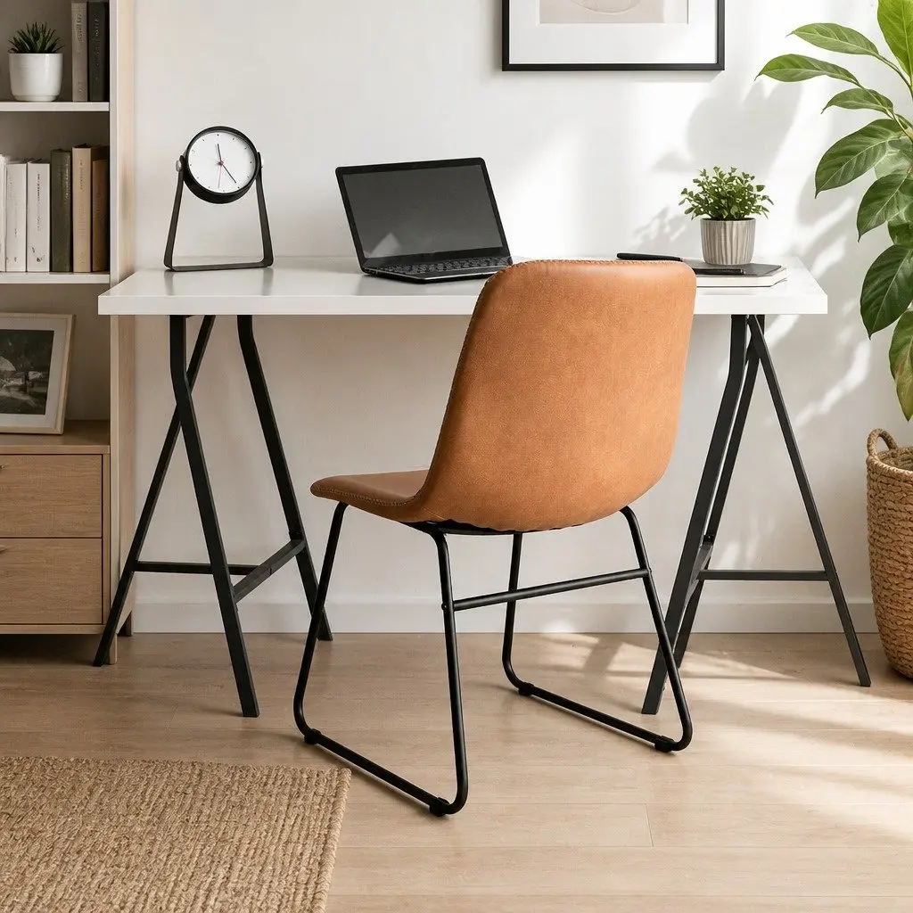 Dining Chairs Retro Style Faux Leather Brown Set of 2