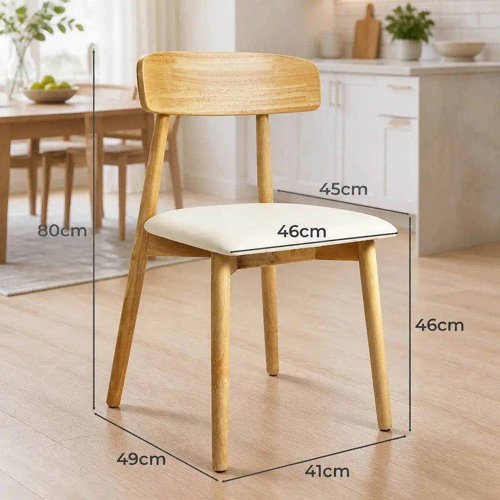 Dining Chairs Set of 8 Ergonomic Curved Backrest PU Leather Seat Rubberwood Frame