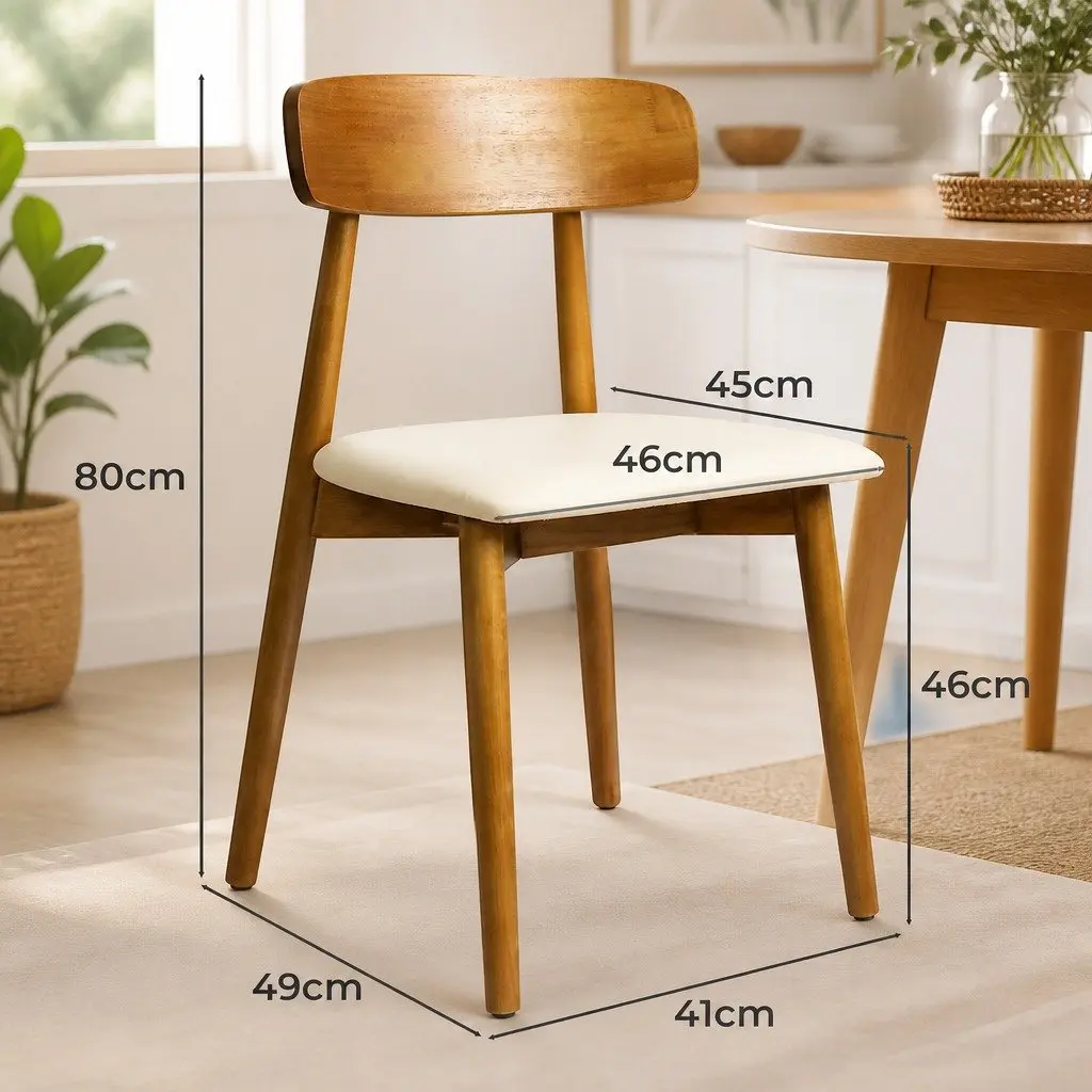 Dining Chairs Set of 8 Kitchen Seat Rubber Wood PU Leather Ergonomic Curved