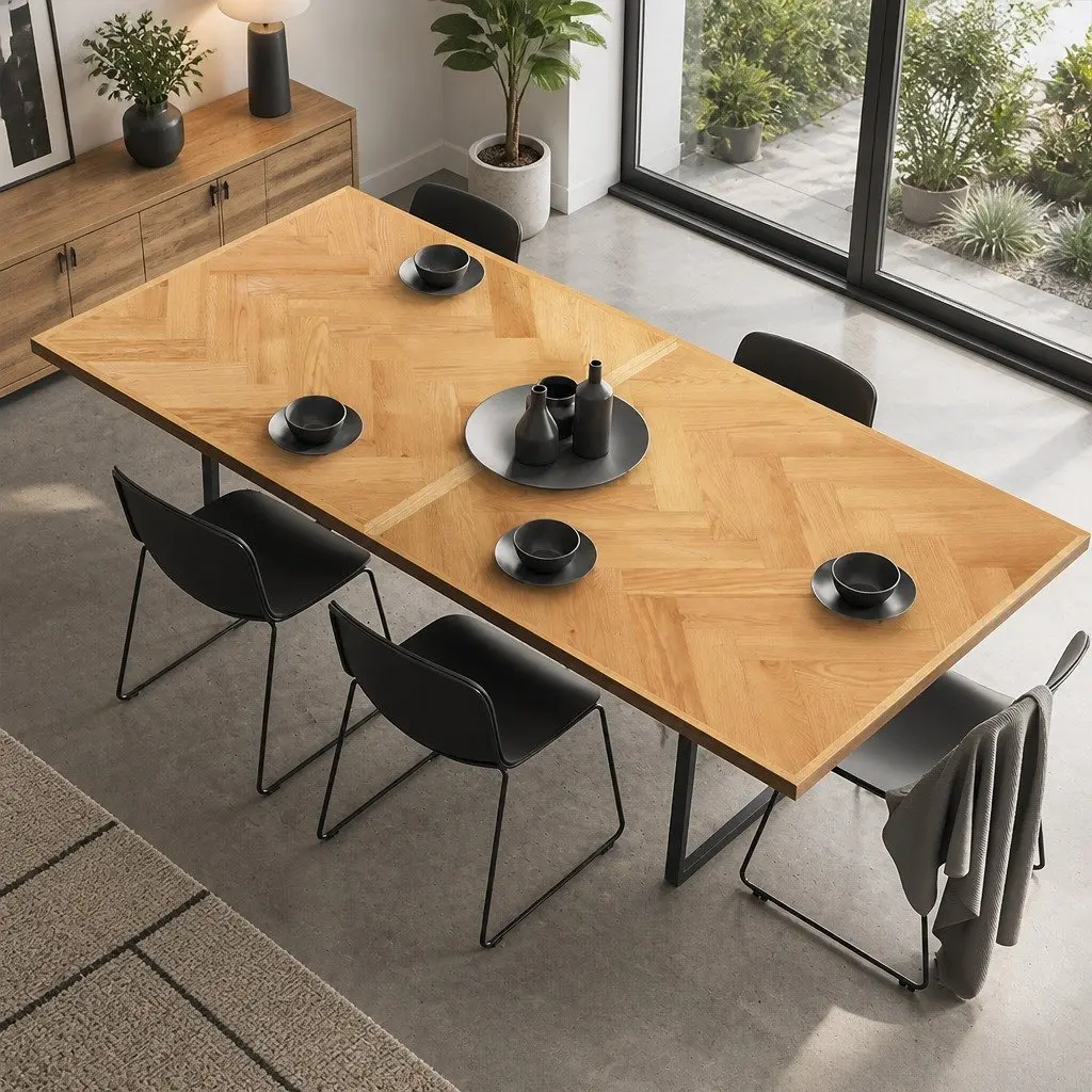 Extendable Dining Table Rectangle Kitchen 1.5m to 2.1m Seats Up to 10 People