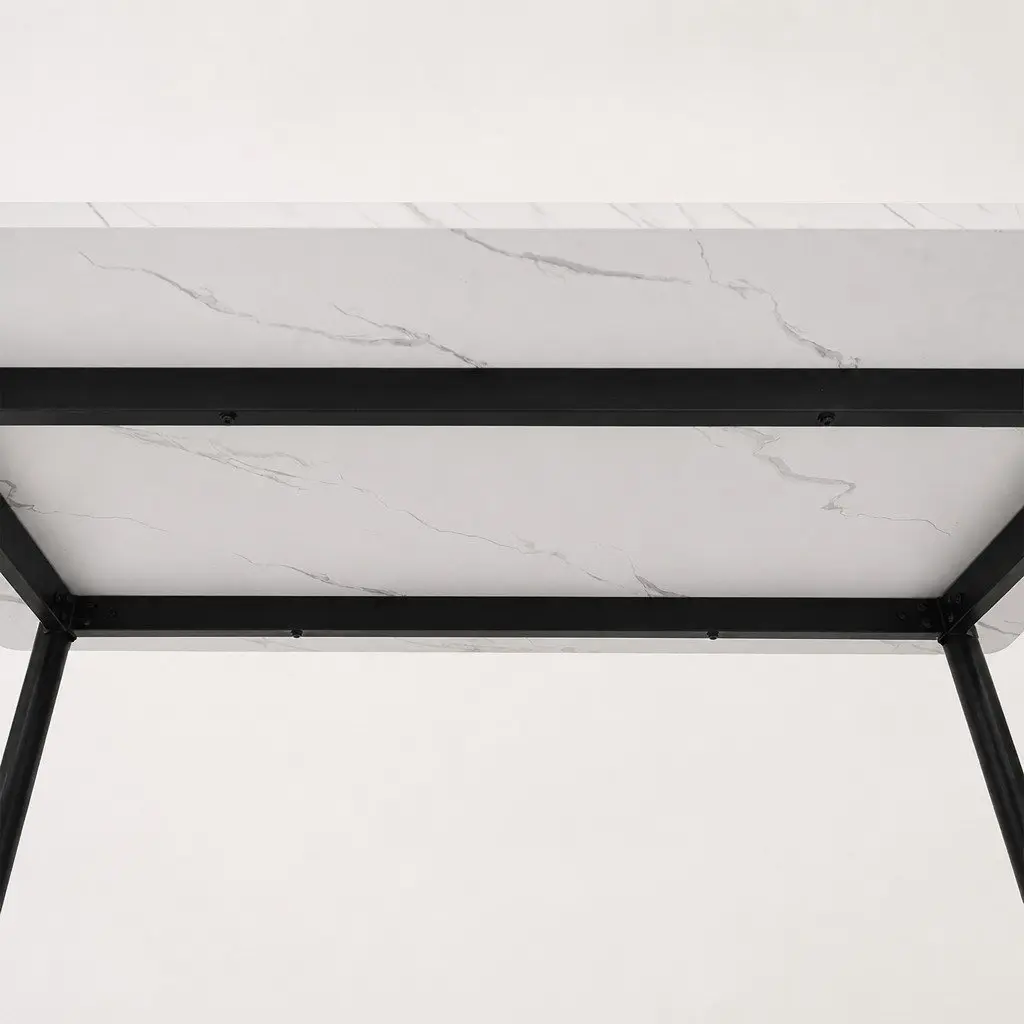 Dining Table 150cm Steel Frame MDF Tabletop White