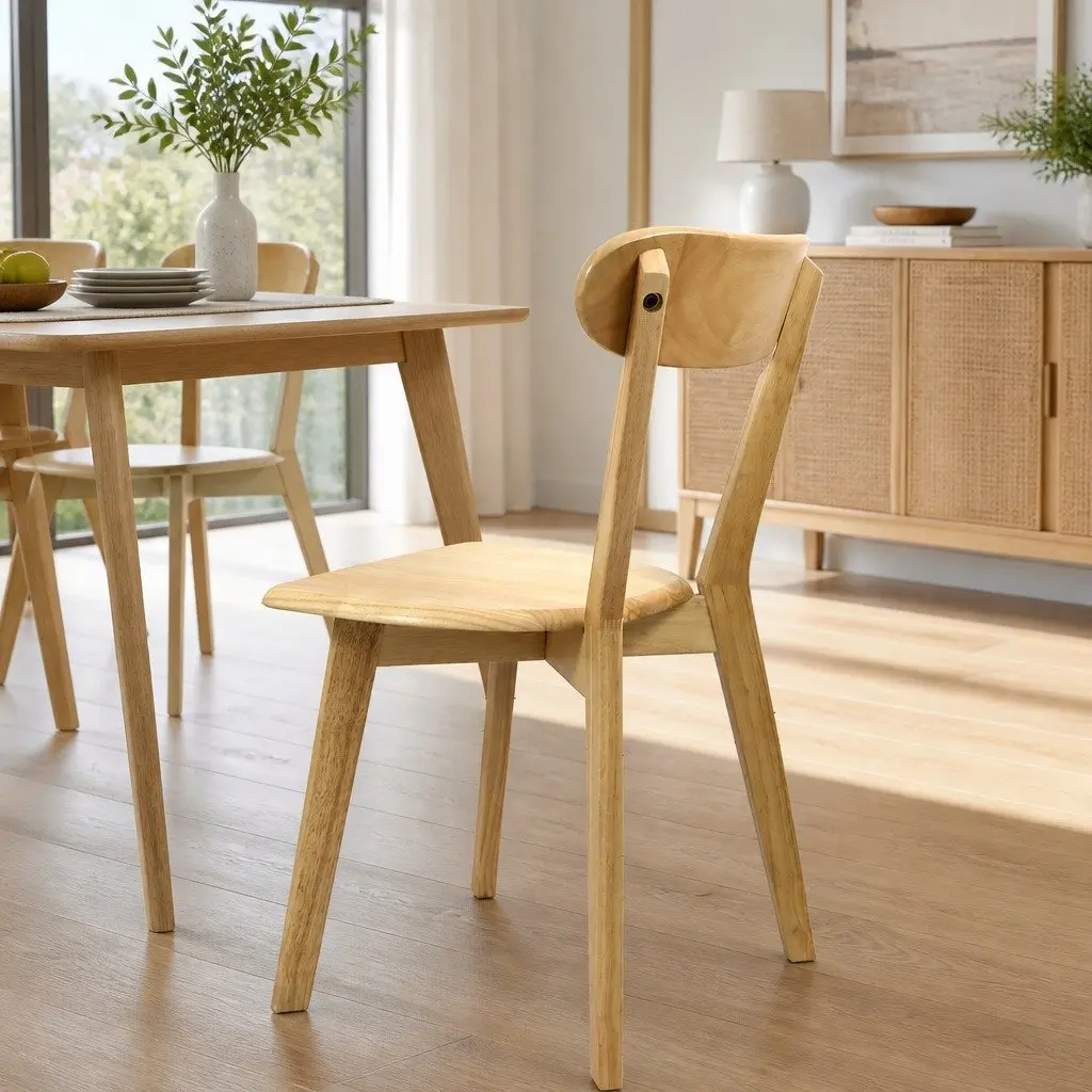 Dining Chairs Set of 4 Wooden Kitchen Seat Ergonomic Curved Backrest Sturdy