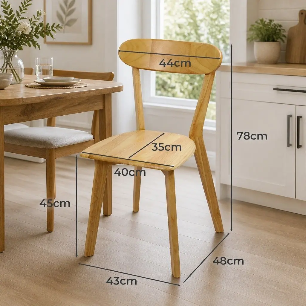 Dining Chairs Set of 4 Wooden Kitchen Seat Ergonomic Curved Backrest Sturdy