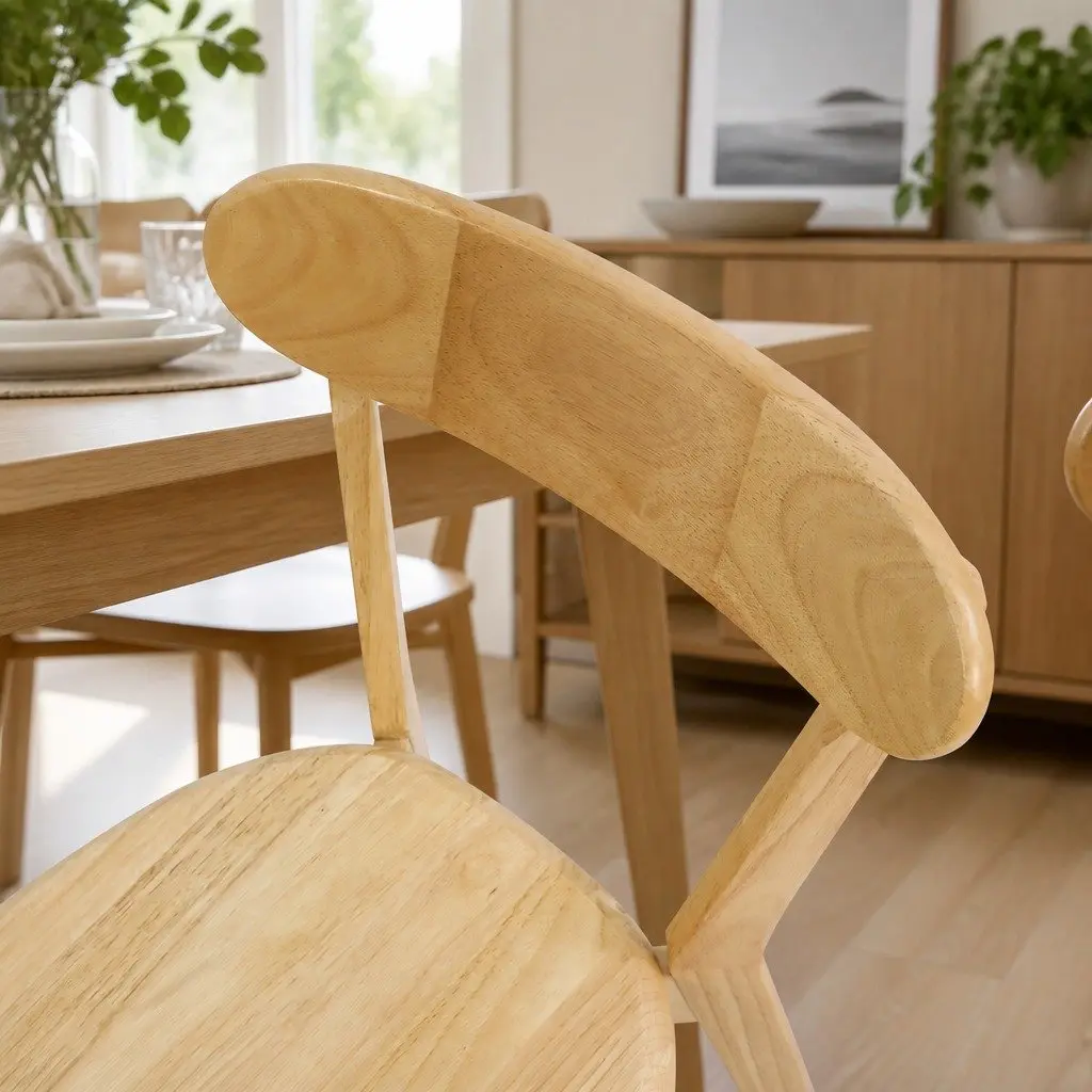 Dining Chairs Set of 4 Wooden Kitchen Seat Ergonomic Curved Backrest Sturdy