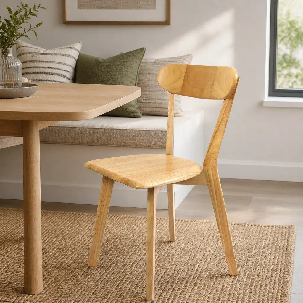 Dining Chairs Set of 4 Wooden Kitchen Seat Ergonomic Curved Backrest Sturdy